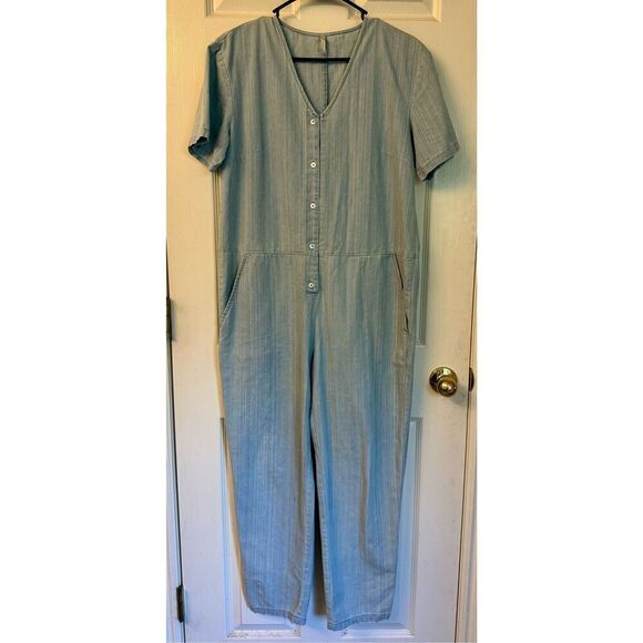 Rylee & Cru Women's Utility Jumpsuit Denim Washed Denim Medium - Picture 2 of 15